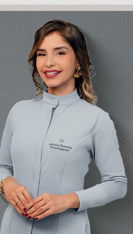 Adriely Ferreira de jaleco cinza claro